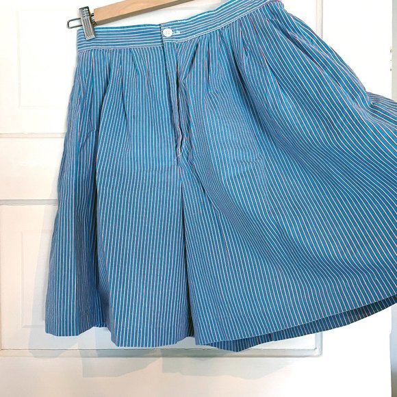Vintage Striped Skort with Pockets - Turqoise with Red and White - Size 2 - XS - Picture 3 of 6
